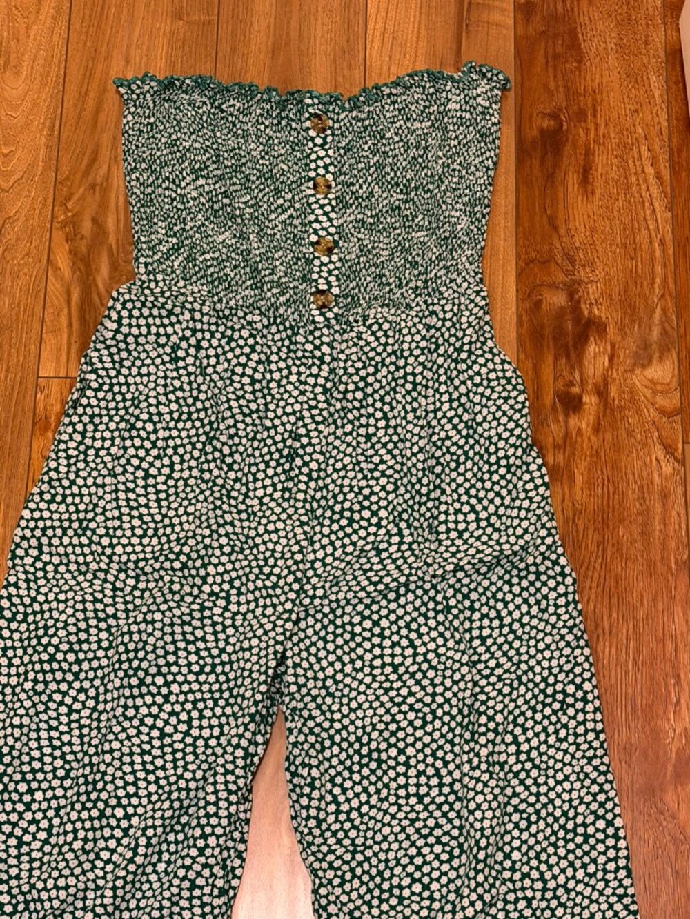 Angashion green strapless jumpsuit size L